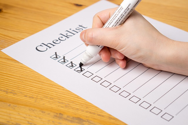 bed bug prevention check list