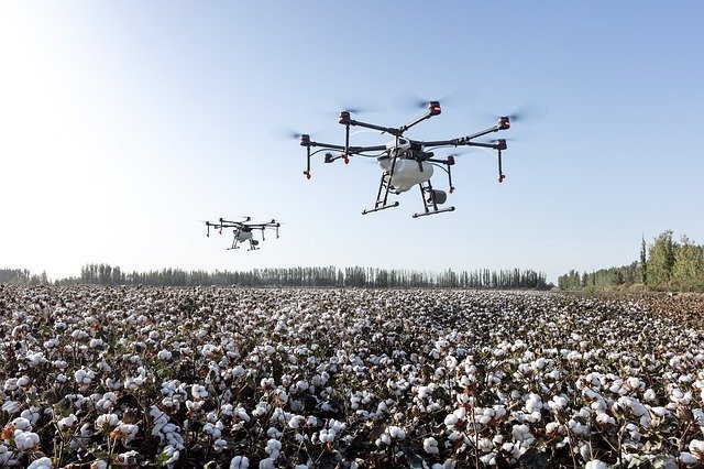 drone spraying pests on farm